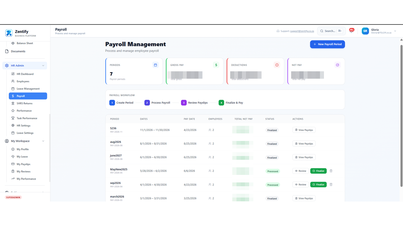 Zentify Payroll screenshot